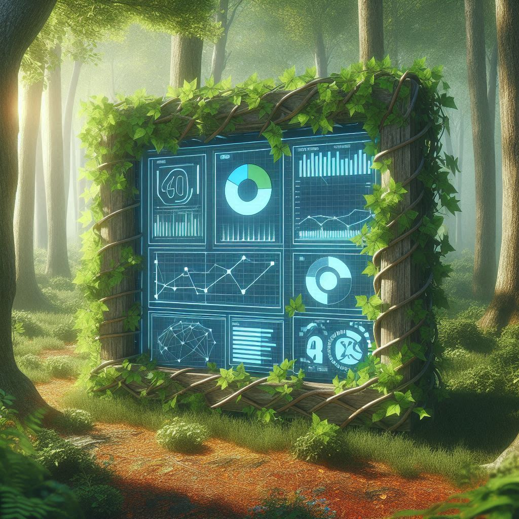 A picture showing data in a forest